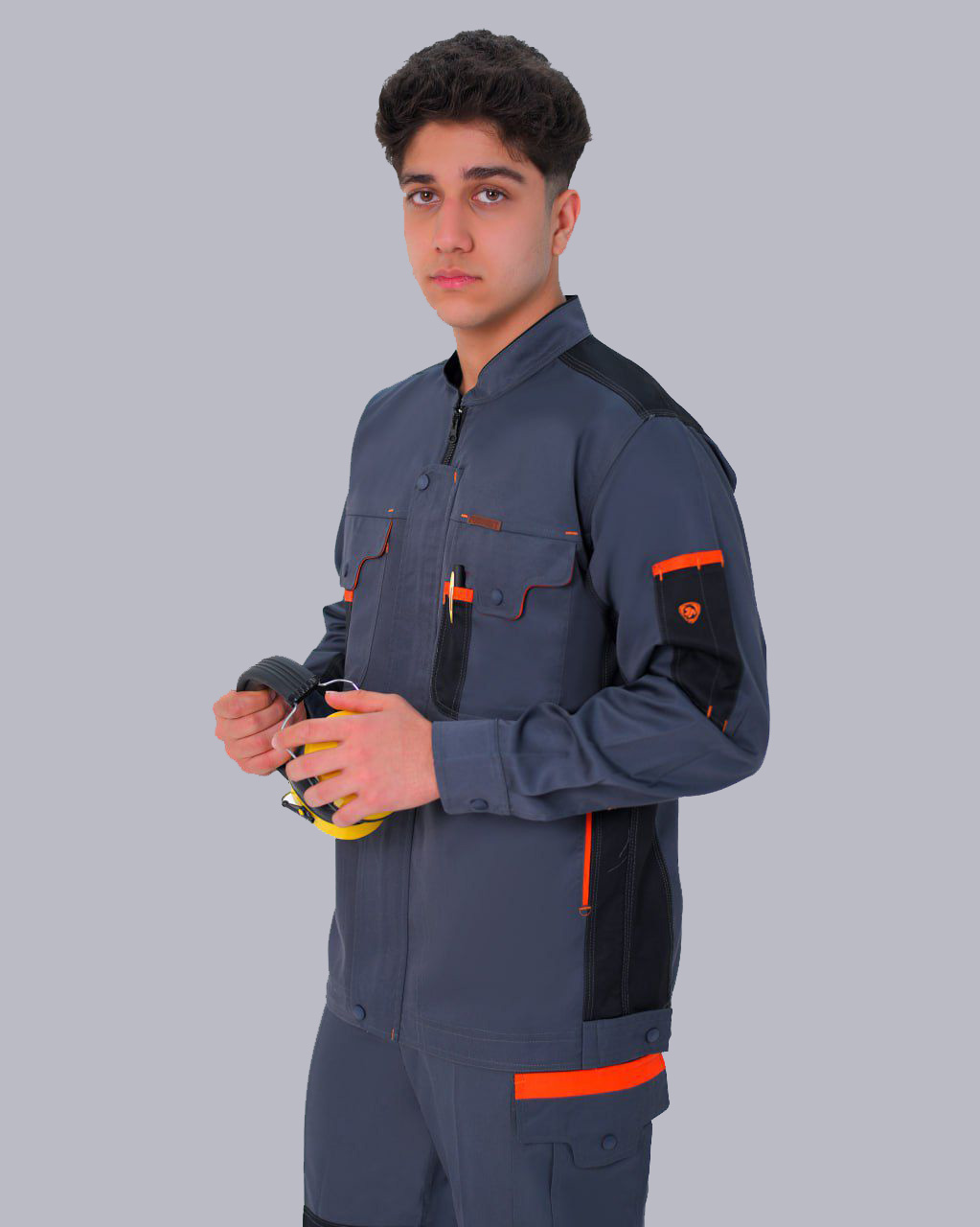 کاپشن شلوار مهندسی صادراتی سهند / طوسی با خرج کار مشکی و نارنجی